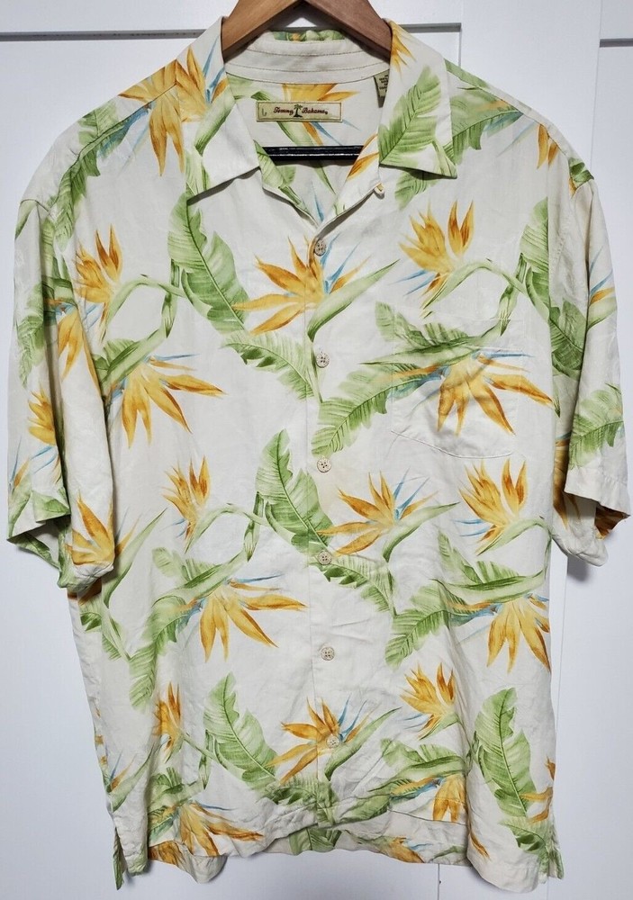 Tommy Bahama Medium Men's 100% Silk Sketched Style Beach